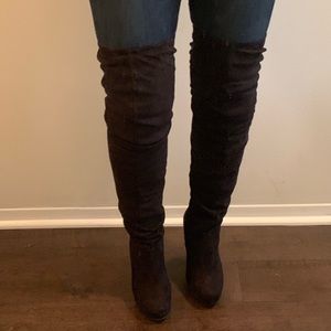Black over the knee suede boots